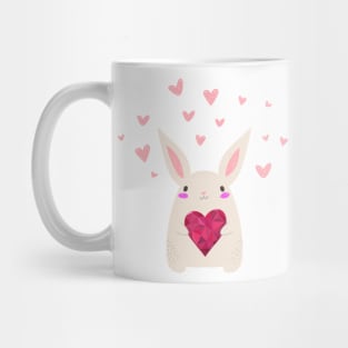 Rabbit Holds Red Heart Mug